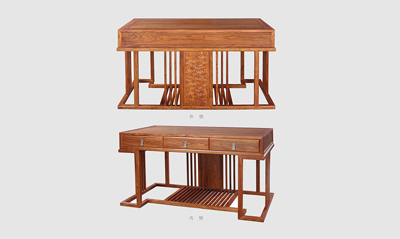 镇坪 别墅中式家居书房装修实木书桌效果图